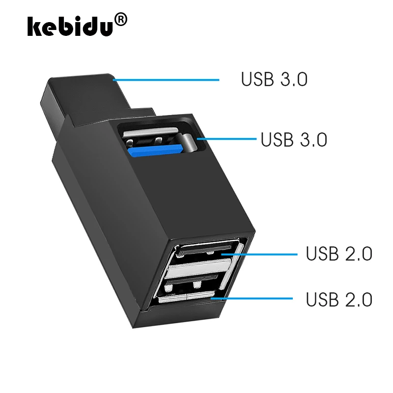Kebidu высокого Скорость 3 Порты usb хаб 2 0 USB разветвитель адаптер для