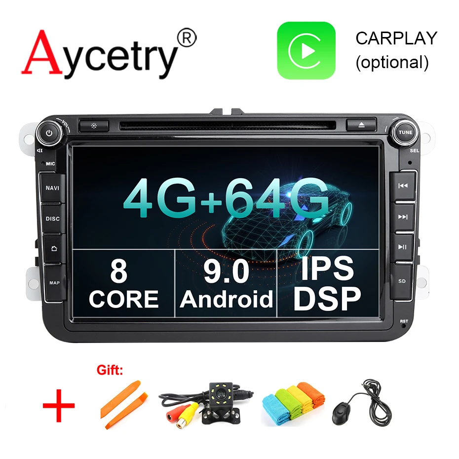 4G 64G 8 ядерный Android 9,0 2 din Автомобильный dvd-плеер gps для Volkswagen/VW Golf 5/6 passat/CC/B6/B7 polo Skoda/Seat/Leo Автомагнитола obd2