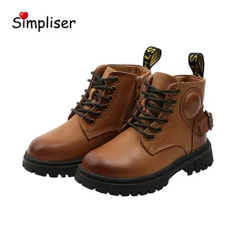 

Boys Martin Boots Autumn 2020 Children Girls Boys Genuine Leather Ankle Boots Fashionable Zipper Winter Boots For Boys Black