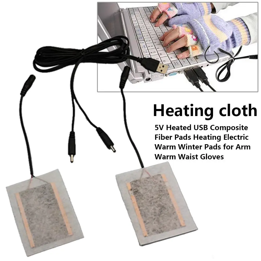

2Pcs Protable USB Heater Winter Heater Carbon Fiber Electric Heated Jacket Cushion Warm Plate For Shoes Gloves Pad