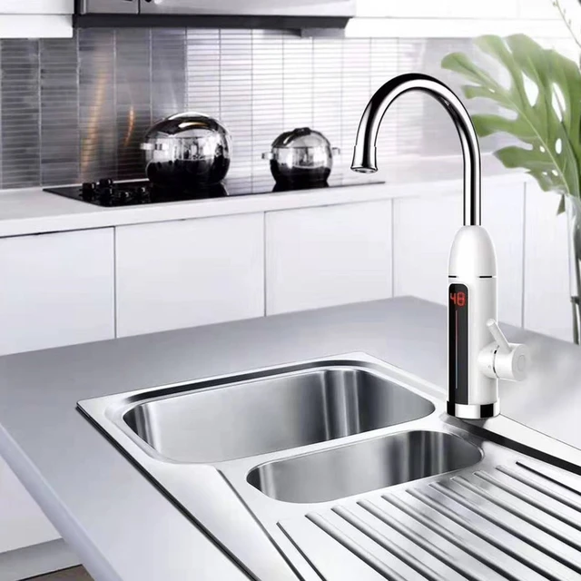 Torneira elétrica 220V com água quente instantânea Aquecedor 3000W LED  Display de temperatura Aquecedor de água para cozinha
