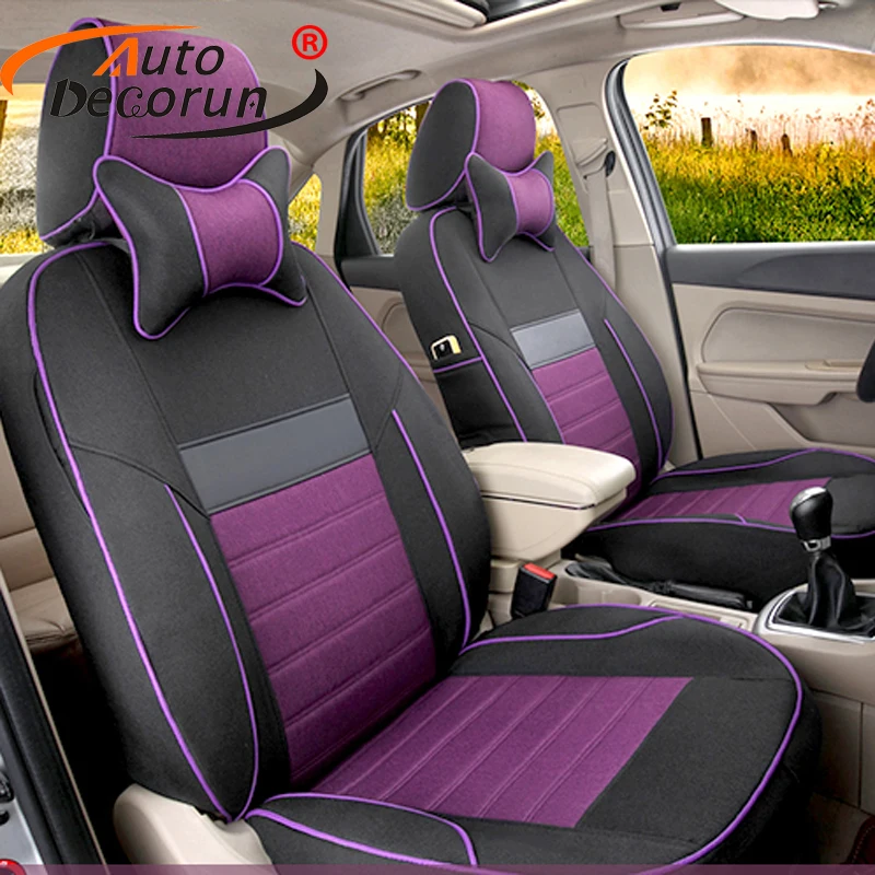 

AutoDecorun Custom car cushion cover set for Subaru Outback 2016 2017 2020 car seat covers accessories linen fabric car supports