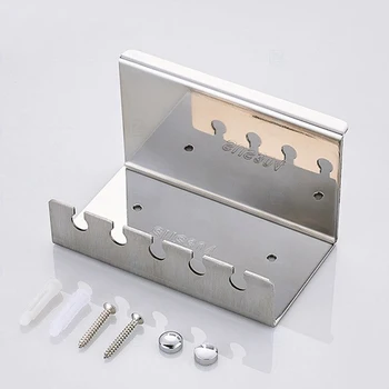 

5 Slots Storage Rack Self Adhesive Wall Mount Toothbrush Holder Strong Loading Kitchen Stainless Steel Toilet Supplies Hotel