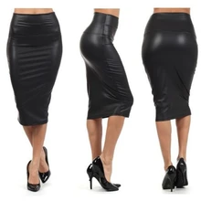 NEW 2022 Back Split Women Sexy Skirt Black Bodycon Clubwear Skirt High Waist PU Leather Vintage Long Pencil Skirts Plus Size