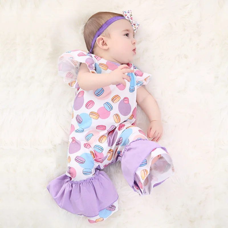 

Hand Made Baby Girl Wide Leg Romper Lovely Fashion Baby Girls Summer Clothes Quality Infant Macaron Print Playsuit Bebe Onesie