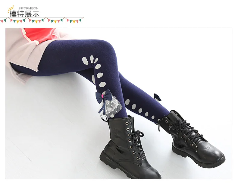 Childrenswear Autumn And Winter New Products Girls Brushed And Thick Leggings Korean-style Bow Children Skinny Pants Boot Pants
