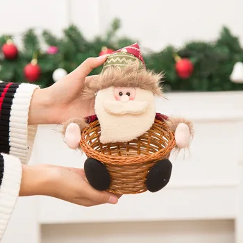 

Christmas Decorations Baskets of Candy Christmas Desktop Ornaments Children Gift Candy Apple Basket Doll Ornaments