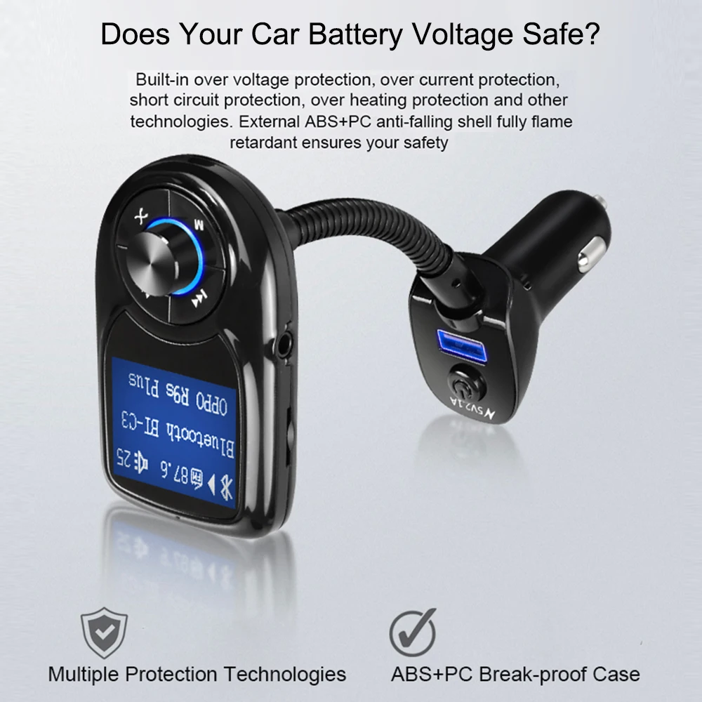 Автомобильный Bluetooth автомобильный портативный беспроводной передатчик, автомобильное USB зарядное устройство для автомобилей, Универсальный ABS