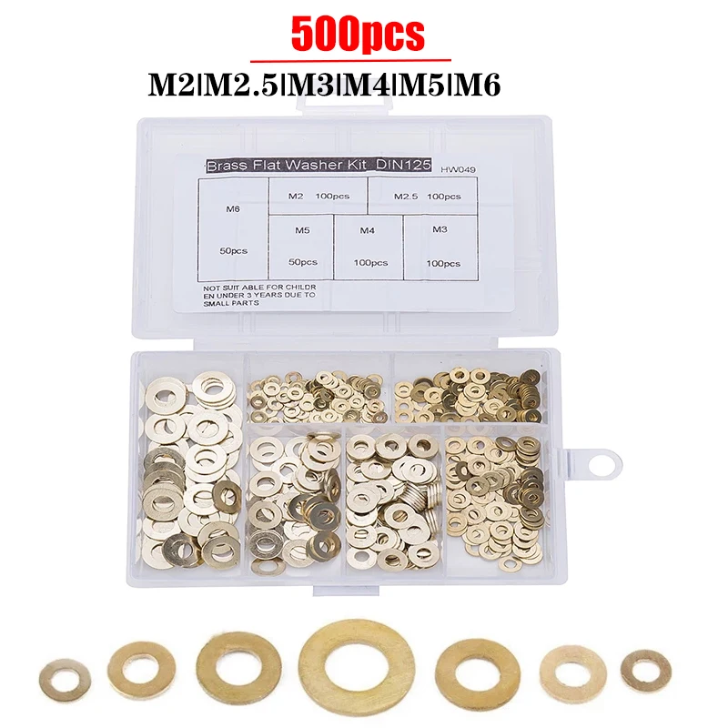 500 шт./компл. DIN125 ISO7089 M2 M2.5 M3 M4 M5 M6 M8 Meson Pad листового металла воротник латунная