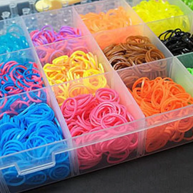 Elastic Rubber Colourful Loom Bands Starter Box with Crochet Weaver Rainbow Bracelet Weaving Knitting Tool Kit for Kids Children 3