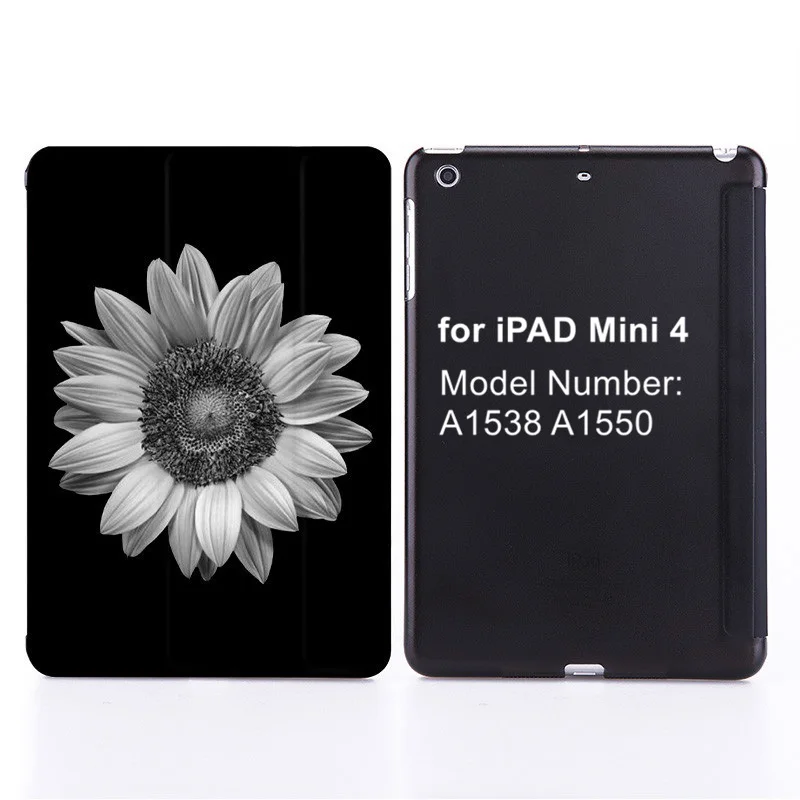 for mini 4 Чехол для iPad Mini 5 4 3 2 1 чехол Daisy Flower PU кожаный мягкий чехол с принтом для Samsung Galaxy с черной матовой жесткой задней частью для iPad Mini5 Funda - Цвет: for mini 4