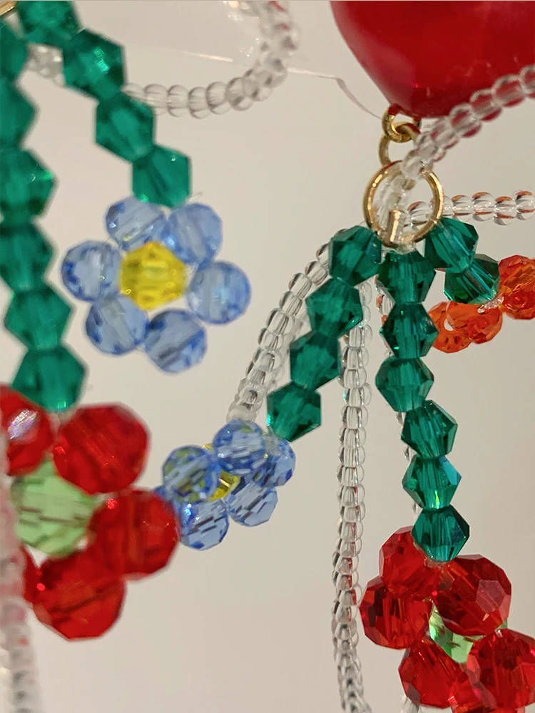 Handmade Crystal Beads Flower Drop Earrings - Image 6