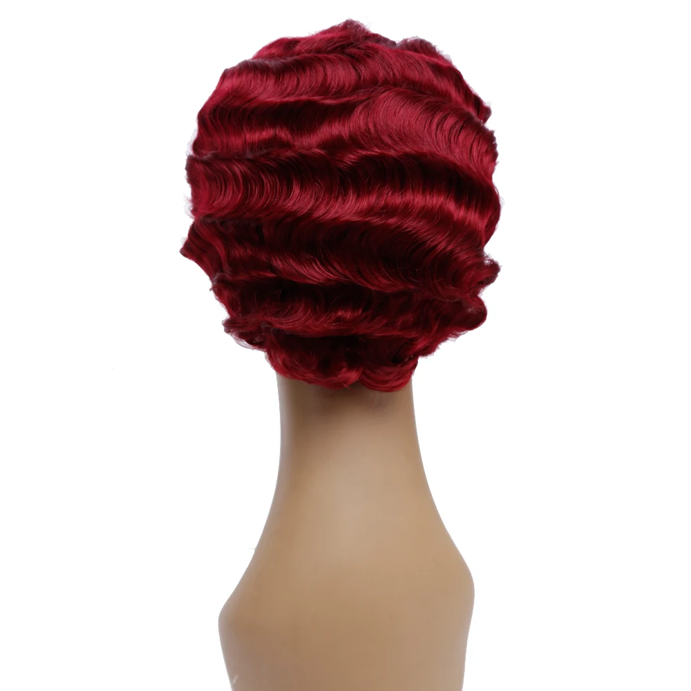 Амир красные короткие кудрявые парики для афро-американских женщин блонд черный палец волны парик синтетические светлые волосы парик косплей