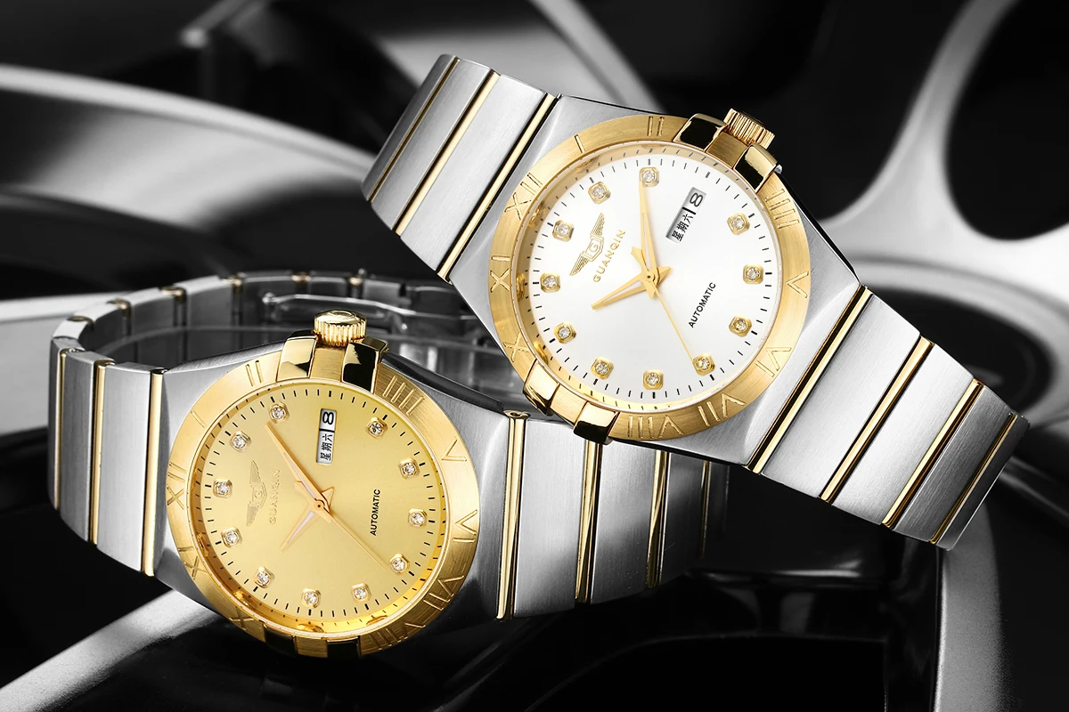 Пара часов GUANQIN автоматические механические часы лучший бренд класса люкс нержавеющая сталь водонепроницаемые часы для влюбленных Relogio Masculino