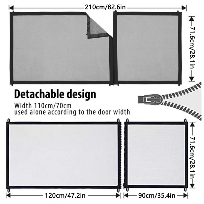 MagicGateforDogs28InchTallZipperFenceMeshGateRemovablefor