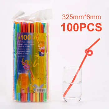 

100pcs Multicolor Straws Extra Long Flexible Plastic Drinking Straws for Party Weddings Celebrations Bar Juice Drinking Supplies