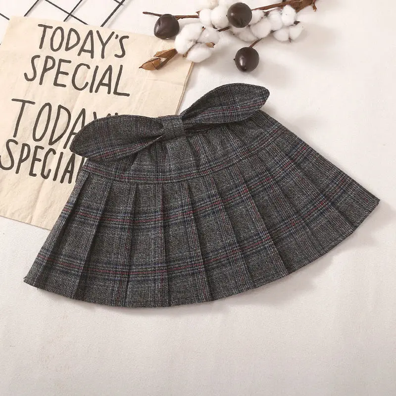 Весенне-осенняя клетчатая юбка для маленьких девочек модные детские шорты с эластичной резинкой на талии детские юбки для девочек от 2 до 6 лет - Цвет: gray
