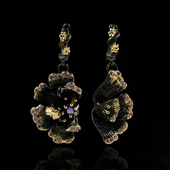 

Bohemian Style Sunflower Flower Plant Creative Earrings Asymmetrical Earrings Personality To Attend The Banquet Jewelry