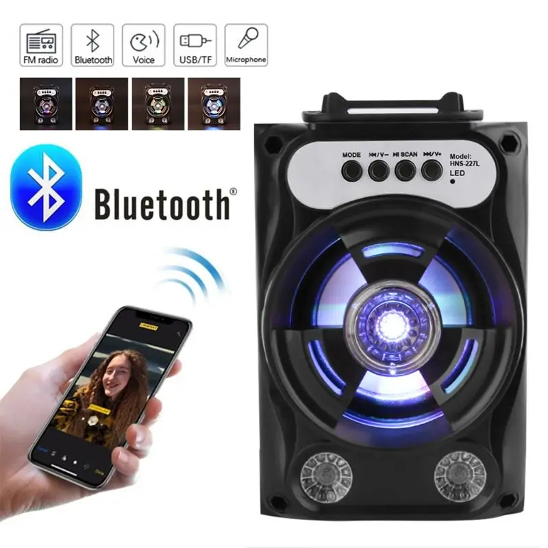 Large Size Bluetooth Speaker Wireless Sound System Bass Stereo with LED Light Support TF Card FM Radio Outdoor Sport Travel bluetooth speaker,portable speaker