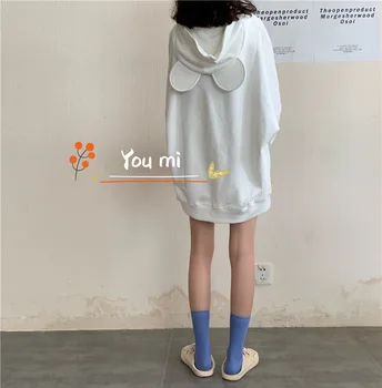 

oversized hoodie ins harajuku hoodies women kawaii Pullovers streetwear womens long sleeve tops Cotton Casual Solid