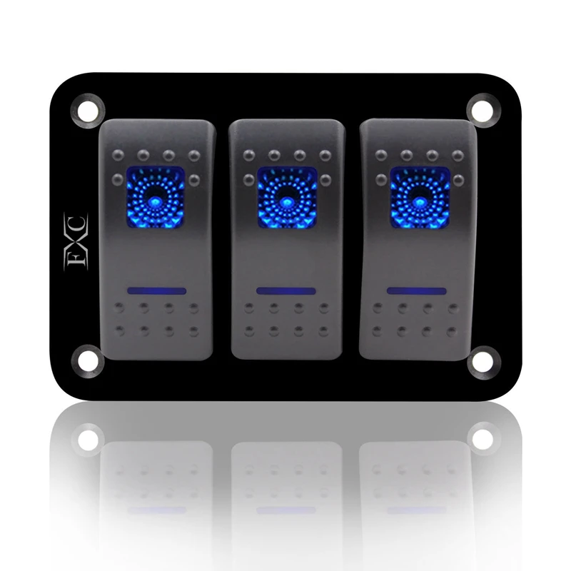 12V-24V-3-Gang-Dual-LED-Light-Rocker-Switch-Panel-Bar-Car-Caravan-Boat-Rv-Blue