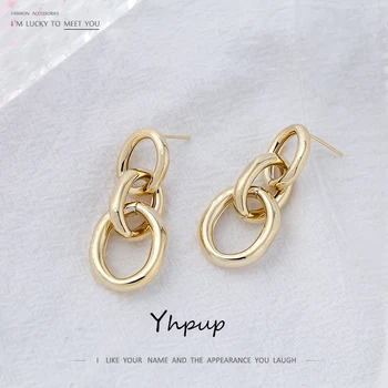 

Yhpup Minimalist Gold Color Chain Drop Dangle Earrings for Women Punk Metal Jewelry Fashion Geometric Earrings Bijoux Femme New