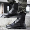 Natural Wool Safety Shoes Steel Toe Canvas + Leather Boots Men Fall Black Work Shoes Lace Up Security Boots Army Military Boots ► Photo 2/6