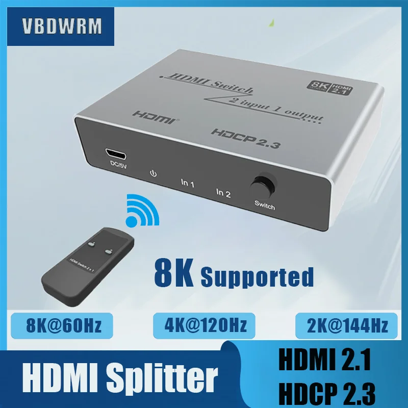 2-портовый HDMI 2 1 переключатель 8k 4K @ 120 Гц двунаправленный сплиттер для PS4 PS5 pro 8K HDTV |