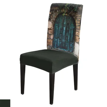 

Vintage Brick House Wooden Door Chair Cover for Dining Chairs Covers High Back Living Room Chair Cover Sets for Home Kitchen