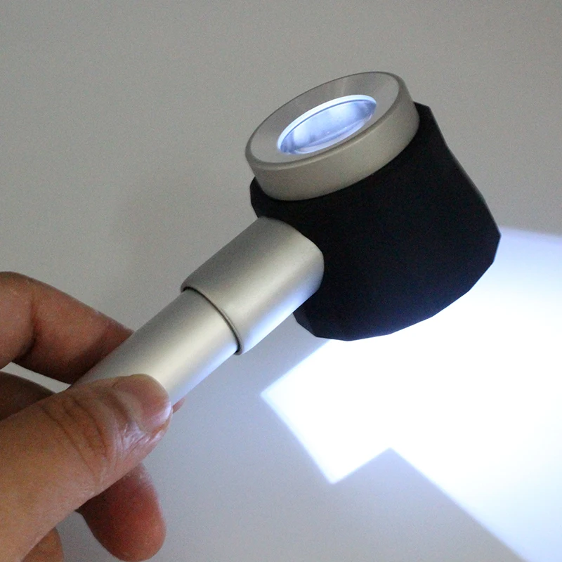 10X Handheld Magnifier LED Illuminated Magnifying Glass Magnifier with Measuring Scale Double Lens for Check Circuit Board Stamp