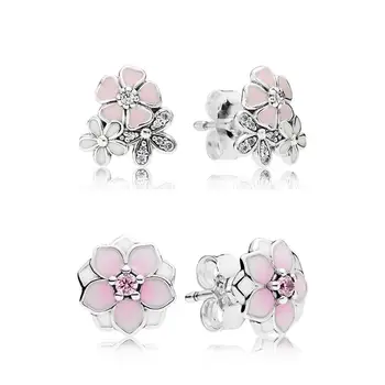 

YDX 100% 925 Sterling Silver Stud Earrings Latest Charm Ladies Magnolia Simple Style Flower Temperament Fashion Jewelry