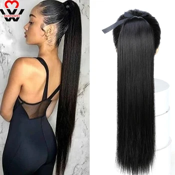 

MANWEI Clip In Hair Extensions Ponytails Pure Mix Ombre Colorful Wrap On Synthetic Pony Tail False Hair Ponytail