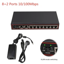 8+ 2 Порты 10/100 Мбит/с SPoE выключатель инъектор Мощность over Ethernet PoE коммутатор для IP камер AP VoIP сети Vlan умный переключатель