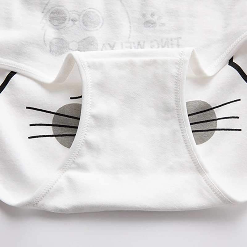 Милое нижнее белье с героями мультфильмов Kawaii Cat's Paw, женское нижнее белье, трусики, простые черно-белые трусики для девочек, Милые Удобные дышащие мягкие сексуальные трусики