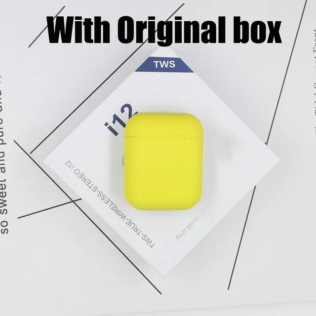 I12 TWS, матовые наушники, беспроводные наушники, bluetooth 5,0, сенсорный всплывающий бас, гарнитура, спортивные наушники для смартфонов - Цвет: i12 C yellow