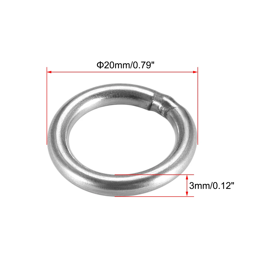uxcell Stainless Steel O Ring 60mm 2.36 Outer Diameter 4mm Thickness Strapping Welded Round Rings 6pcs 
