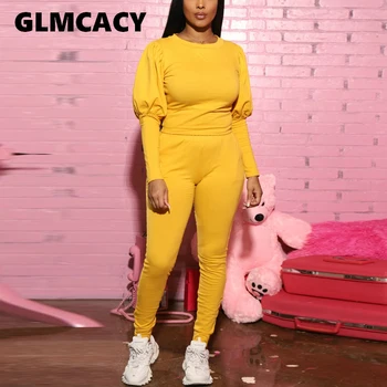 

Women Solid Tracksuits Long Sleeve O Neck Tops & Casual Jogger Pants 2 Piece Sets Sweatsuits Sets Streetwear