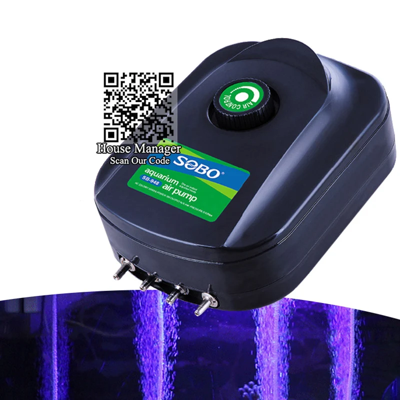 

Aquarium Oxygen Pump O2 System, Air Pump Adjust regulate Compressor Aquarium, 2X 4X Air Stones Bubble Accessories for Fish Tank