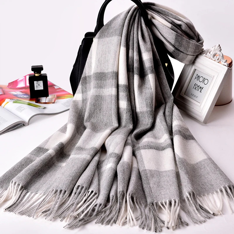 Plaid Wool Scarf Women Winter Warm Thick Oversize  Shawls and Wraps Ladies 2021 Luxury Brand Cashmere Scarf Long Blanket Scarf