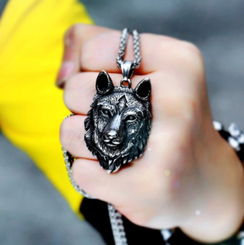 Stainless Steel Personality Creative Pirate Pendant Necklace Nordic Wolf Head Original Animal Trend Party | Украшения и