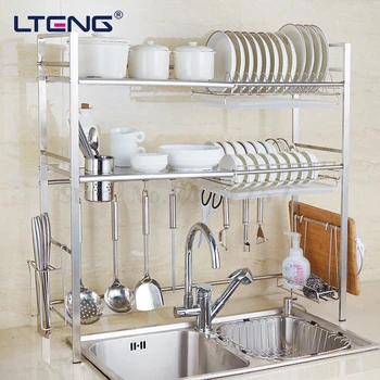 

Lanten304 stainless steel bowl rack sink drain rack kitchen shelf bowl chopstick storage rack