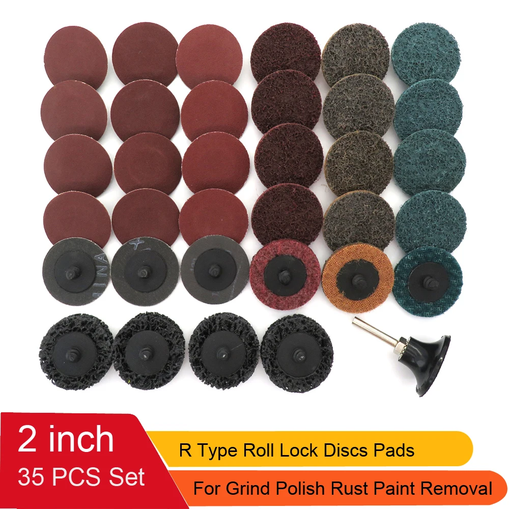 35 шт шлифовальный НАБОР ДИСКОВ 2 дюйма Тип R рулонный замок диски колодки