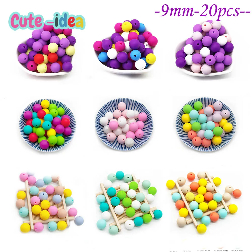 Silicone Round Beads 9MM Baby Teething Chewable Beads DIY Baby Rodent Pacifier Chain Toys Accessories Goods teething toys silicone teething toys baby teething toys silicone beads silicone teether silicone teething beads 20Pcs
