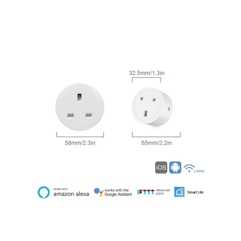 

Voice Control UK Plug WIFI Wireless Remote Socket Smart Timer Plug UK Home Fire Retardant PC Smart Power Socket