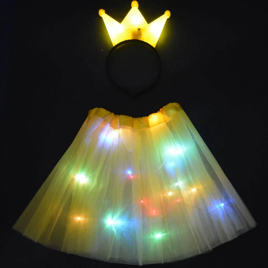 yellow crown Для женщин и девочек светодиодный светильник балетные пачки на проволоке ухо оголовье кошка костюм танцы день рождения светящиеся вечерние юбки Рождество Хэллоуин Свадьба navidad - Цвет: yellow crown