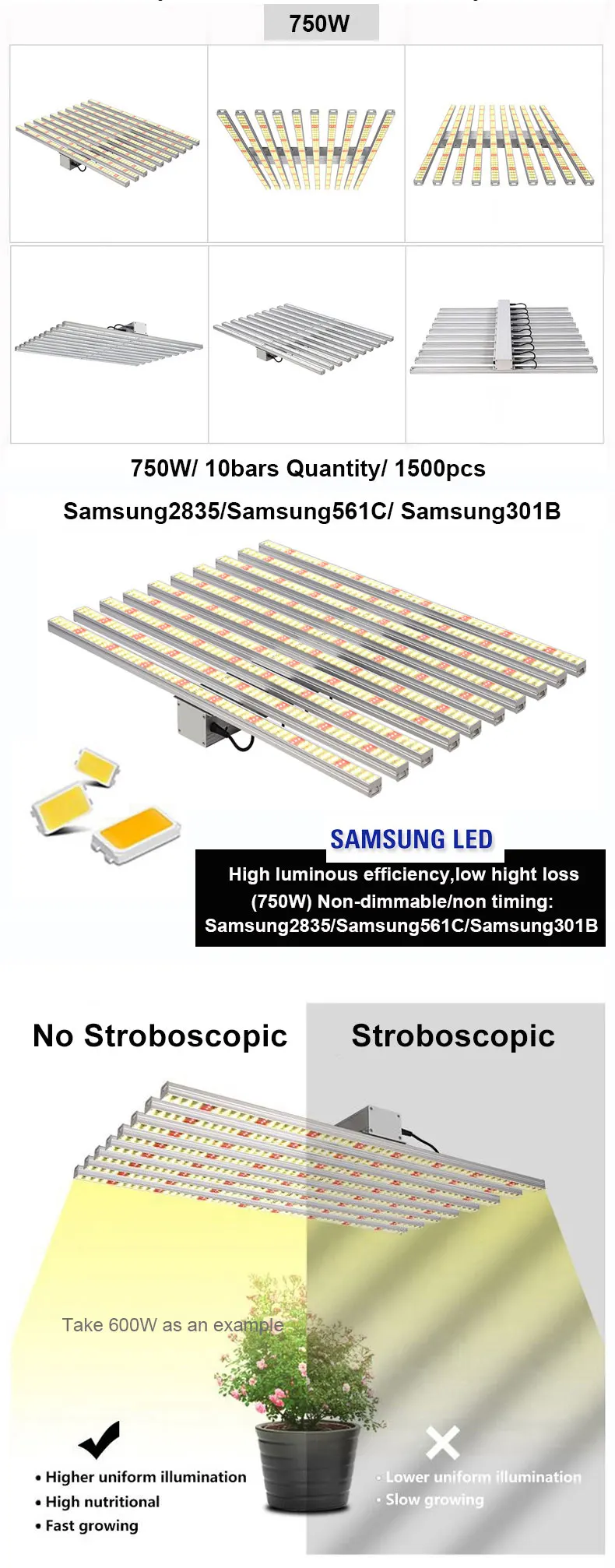 Samsung Чип Full spectrum Led полный спектр светильник бар 600/750/900W специализированный Крытый расти палатку посадки светильник Применение для выращивания растений цветения