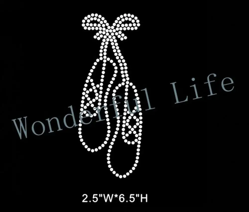Free shipping 4pcs/Lot ballet slippers rhinestone iron on transfers