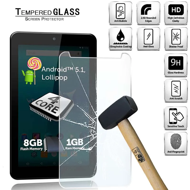 Tablet Tempered Glass Screen Protector Cover for Allview Viva C701 Anti-Fingerprint HD Eye Explosion-Proof Tempered Film