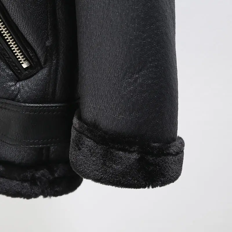 BF Стильная утепленная куртка из искусственной кожи для женщин Chaqueta Mujer зимнее пальто женская черная теплая мотоциклетная куртка женская верхняя одежда C5155