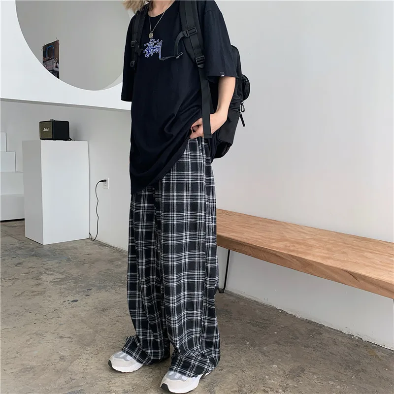  Oversize Plaid Pants Women Retro Chic Trousers JKP4786 